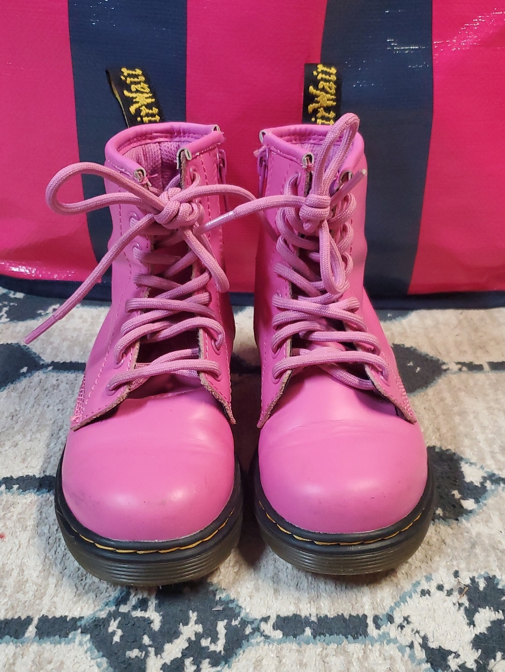Dr. Martens Pink Lace-Up Kids Combat Boots